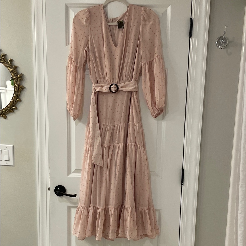 Elegant Pink Belted Dress